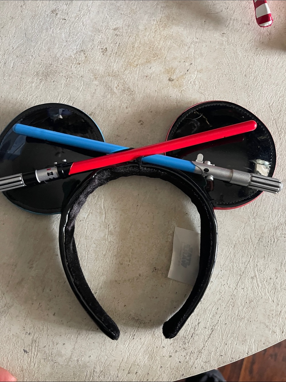 Disney Star Wars Black Mouse Ears Headband with Red and Blue Lightsaber Accents